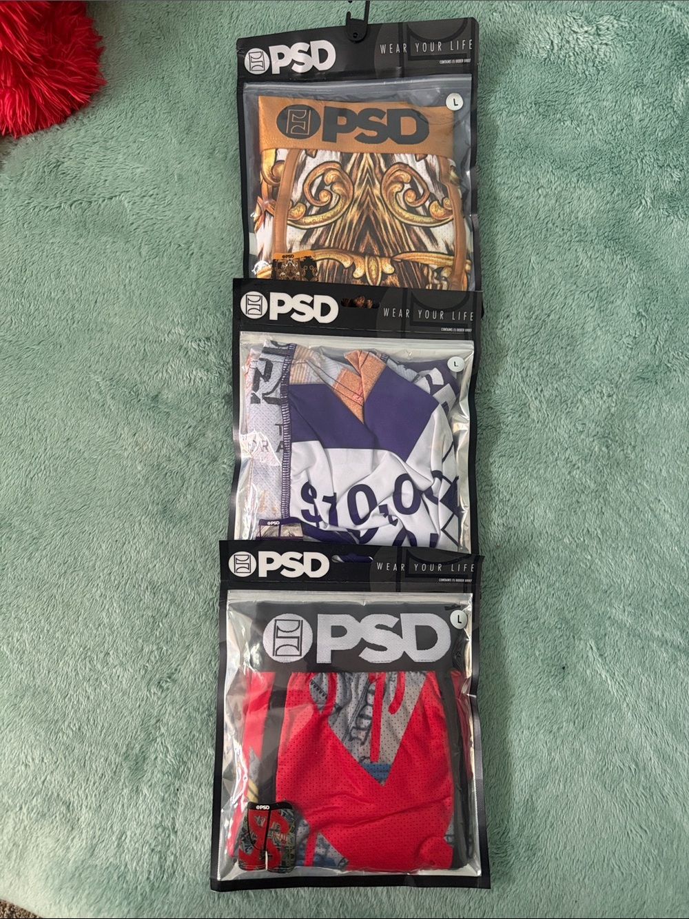 PSD 3-Pack Boxer Briefs — Gold, Purple, Red sold separately or together